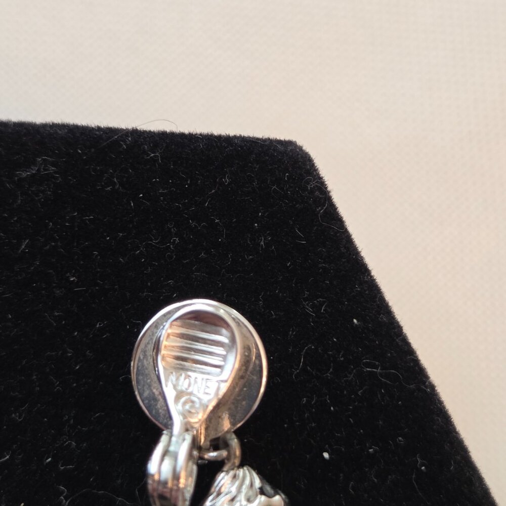 Vintage Monet Silver Tassel Earrings - Picture 4 of 7